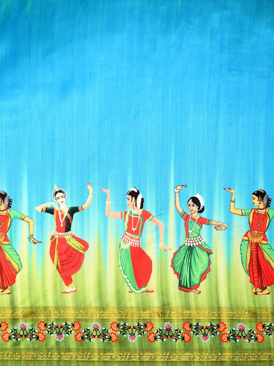 Stylish Sky Blue Colour Kalamkari Silk Saree