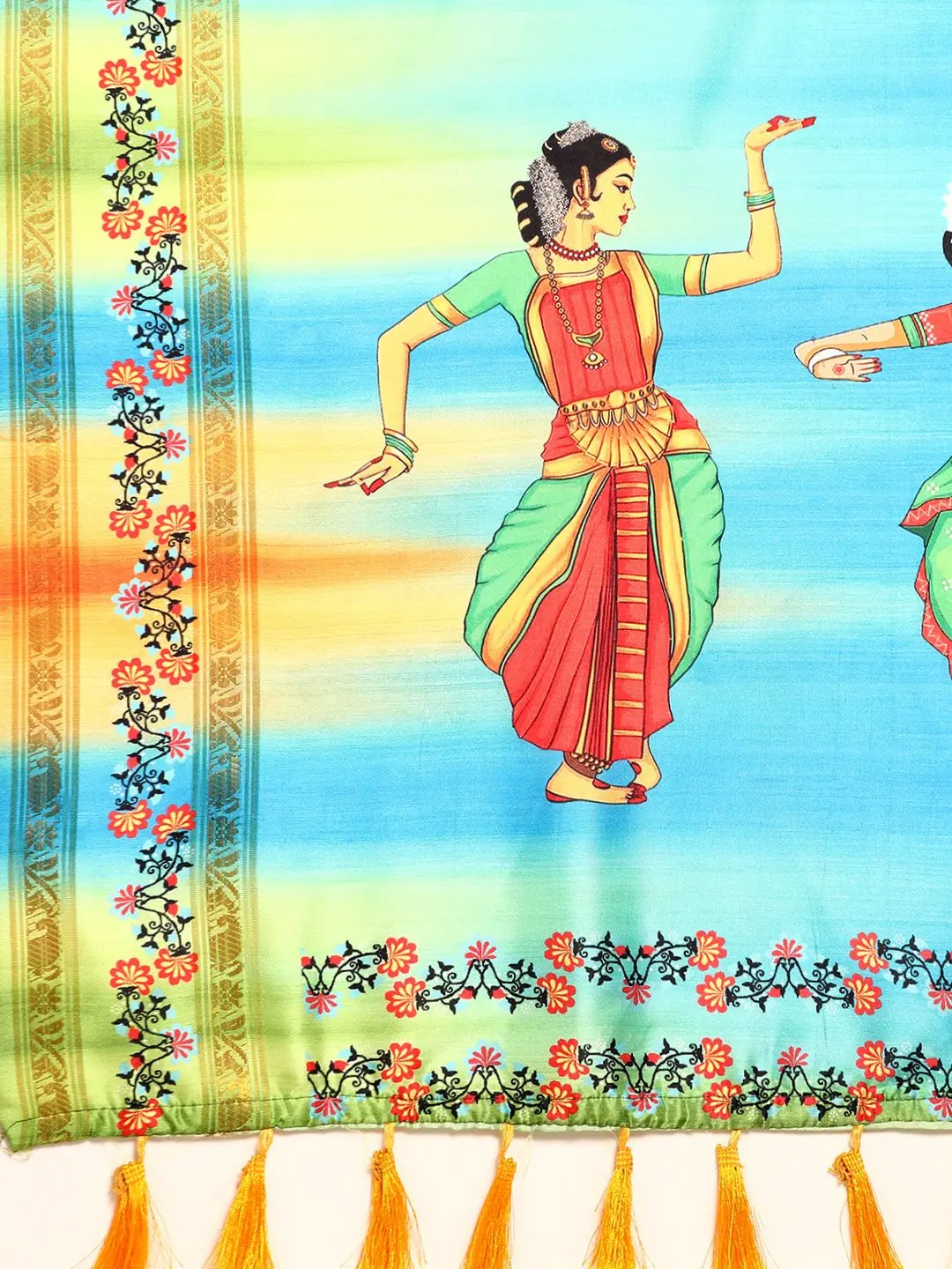 Stylish Sky Blue Colour Kalamkari Silk Saree