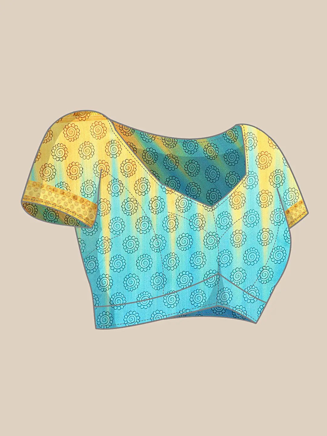 Stylish Sky Blue Colour Kalamkari Silk Saree