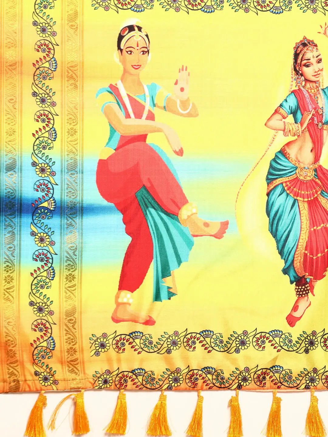 Multi Colour Stylish Kalamkari Silk Saree With Block Print