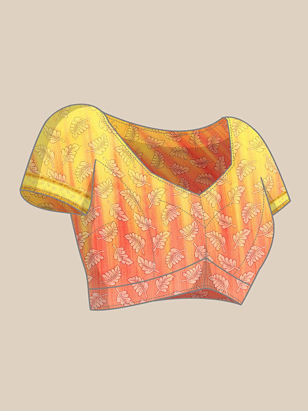 Matching blouse design for Kalamkari silk saree