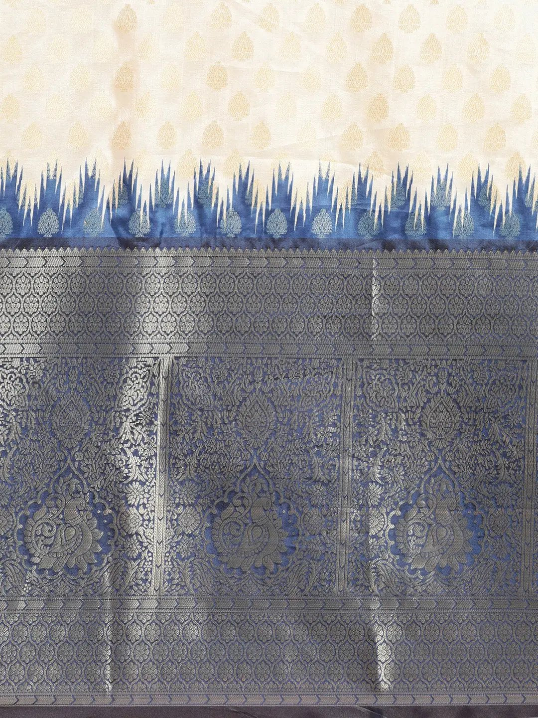 Banarasi Pattu Zari Border Ikkat Desine Silk Sarees