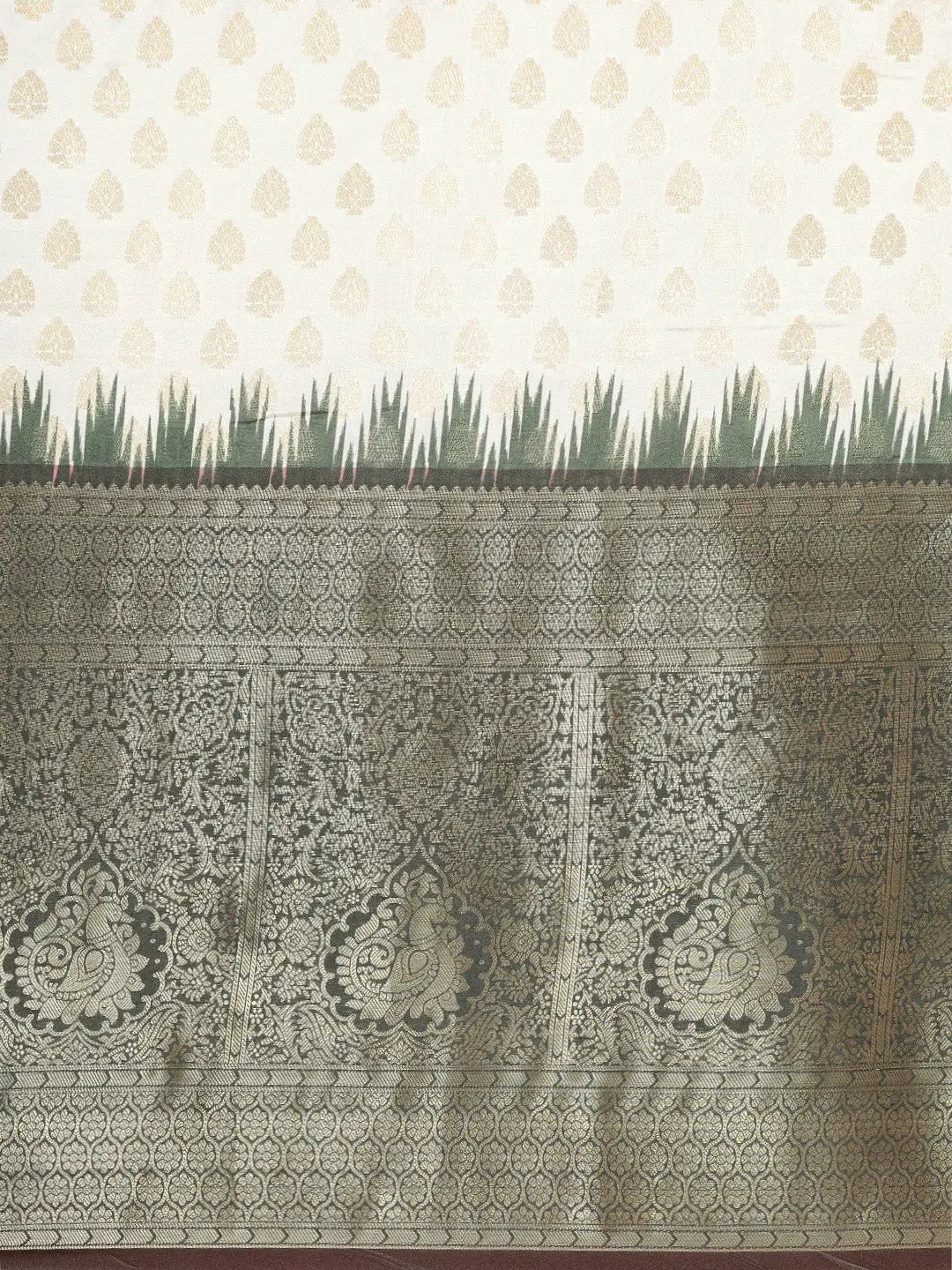 Banarasi Pattu Zari Border Ikkat Desine Silk Sarees