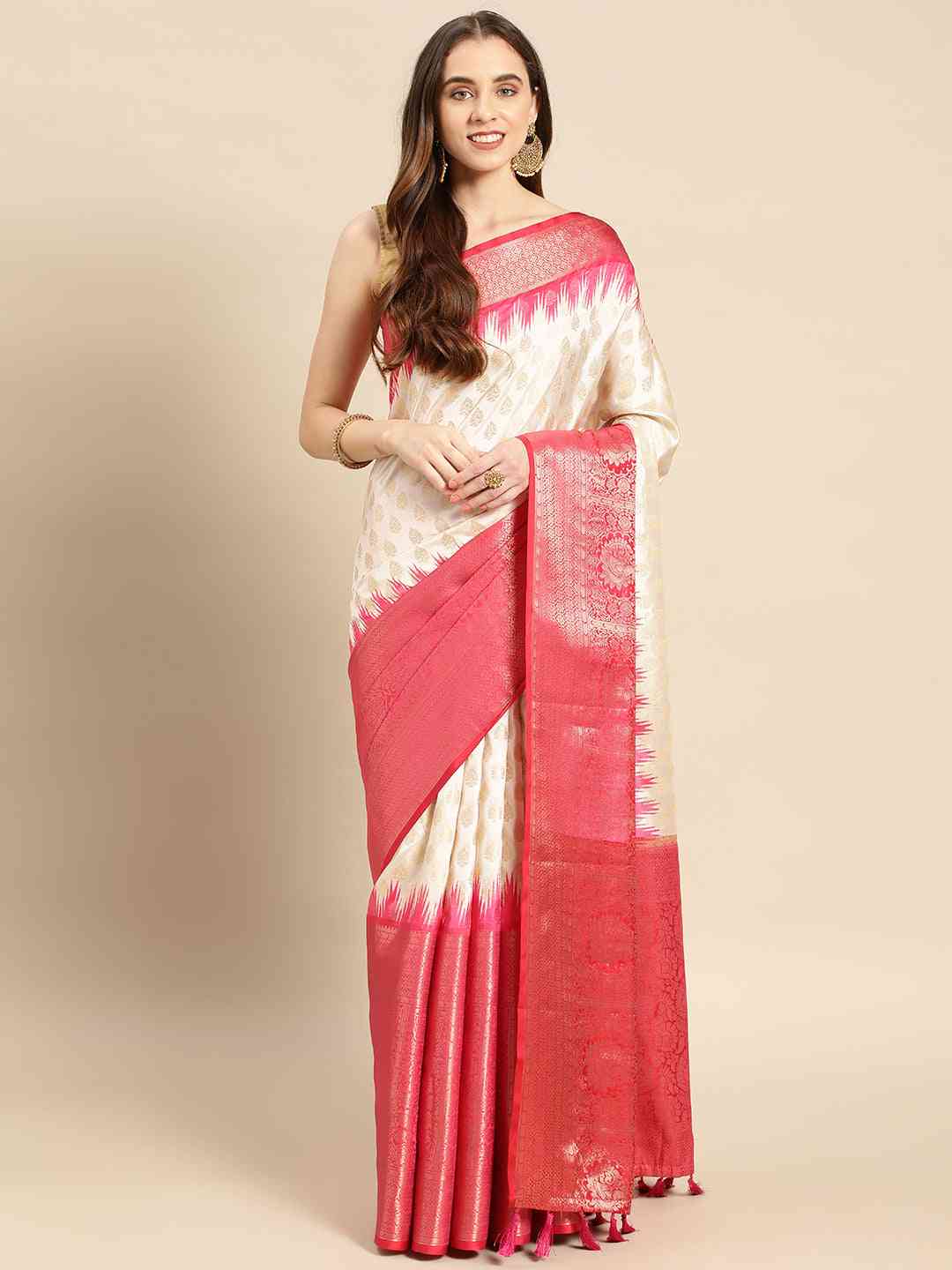 Banarasi Pattu Zari Border Ikkat Desine Silk Sarees