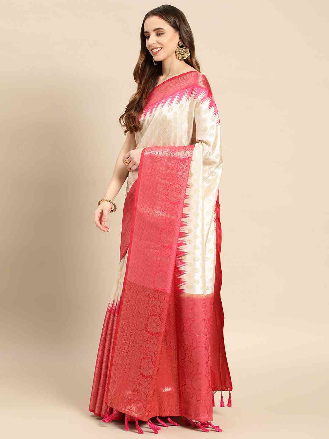 Banarasi Pattu Zari Border Ikkat Desine Silk Sarees