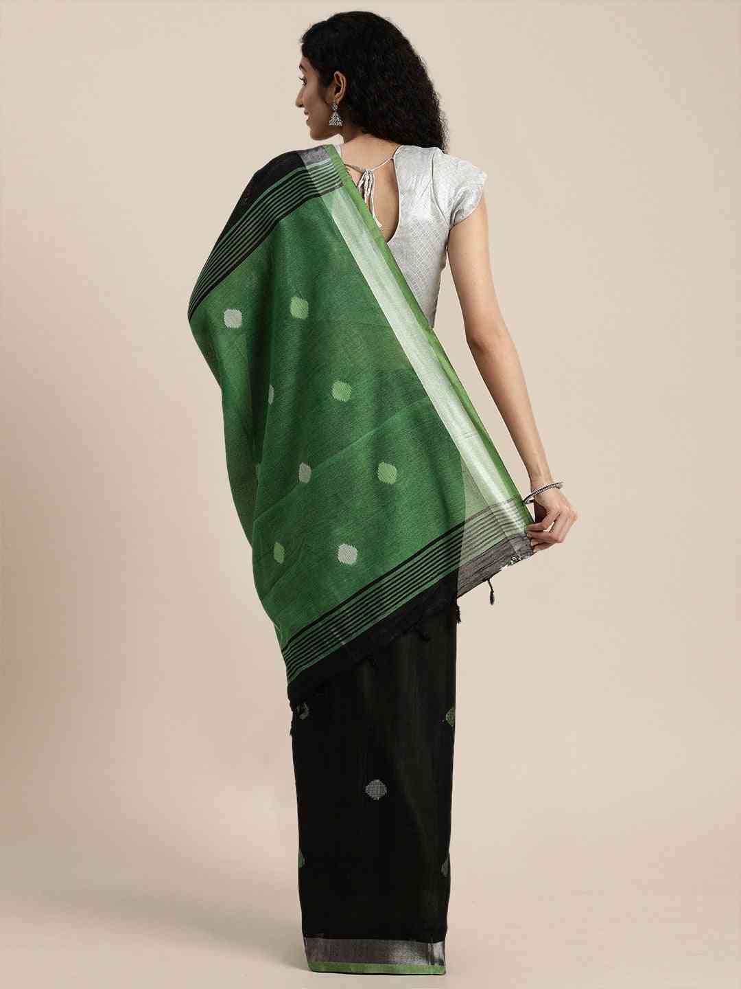 Banarasi Light Green Colour Polka Dots & Zari Border Saree