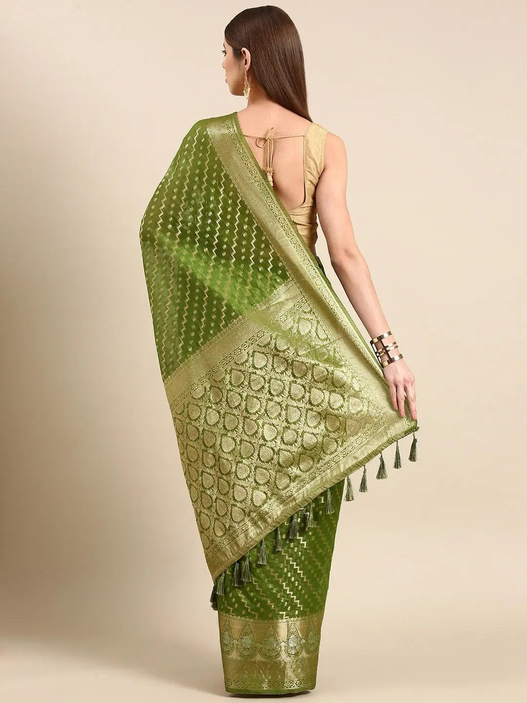 Banarasi Katan Tissue Silk Lehriya Desine Festive Wear Saree