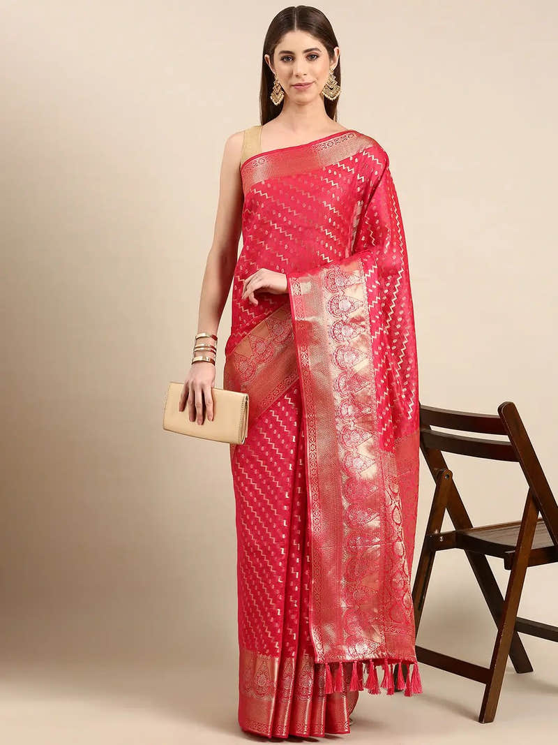 Banarasi Katan Tissue Silk Festive Wear Saree In Pink Colour