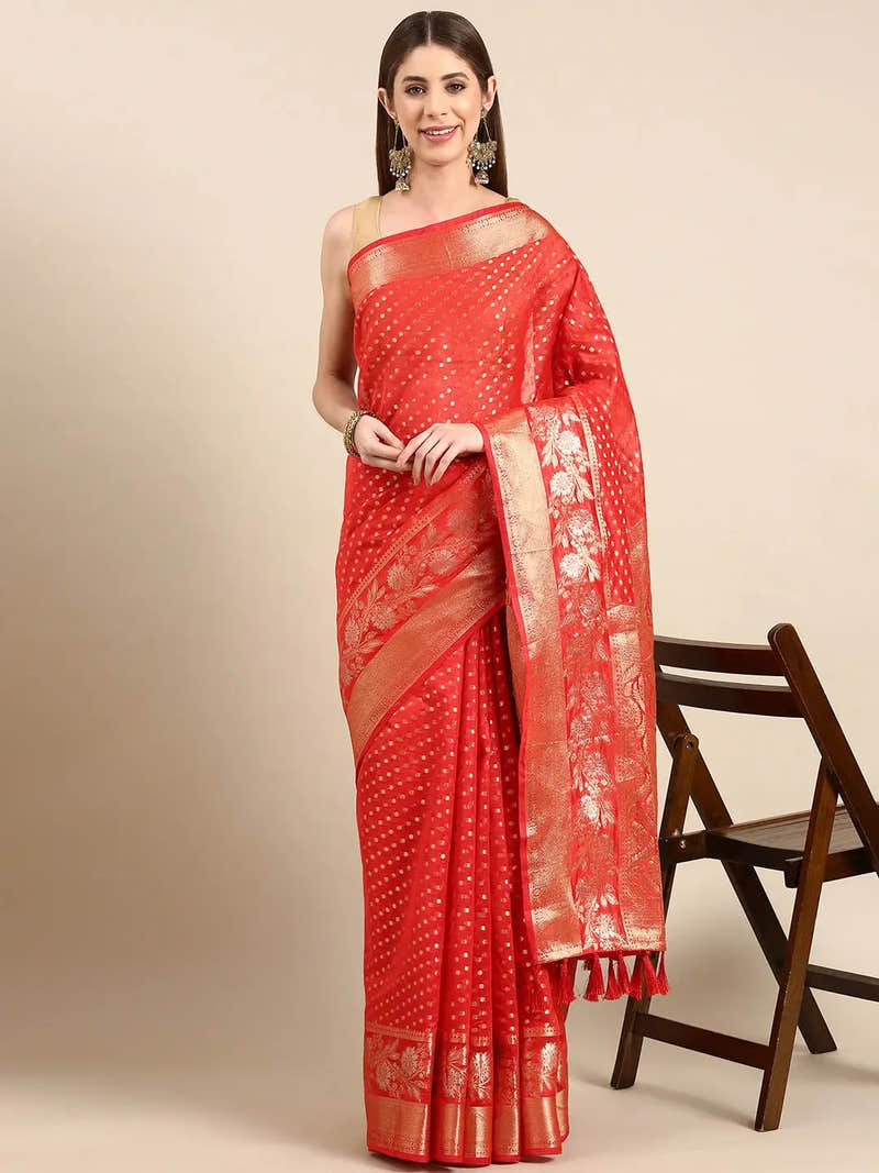 Banarasi Katan Tissue Silk Butti Design Festive Wear Saree