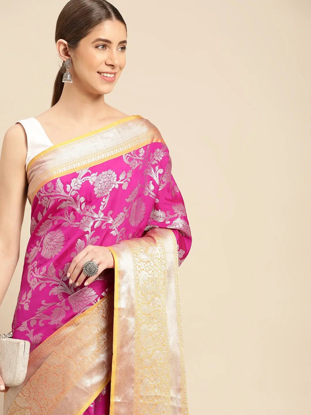 Banarasi Katan Silk Flower Design Saree