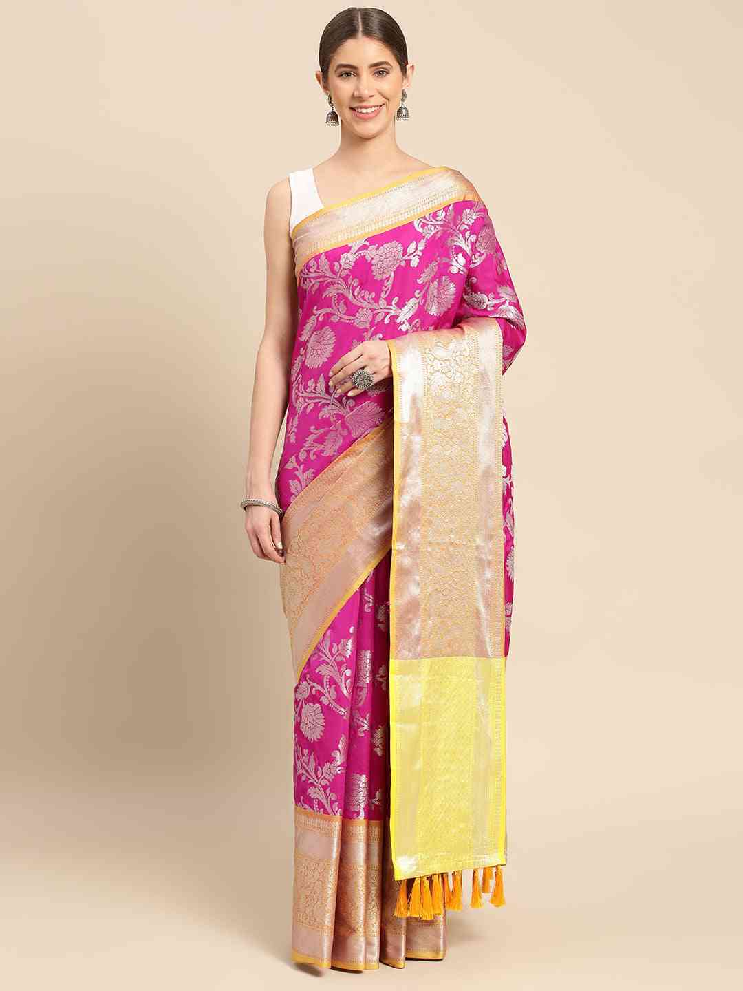 Banarasi Katan Silk Flower Design Saree