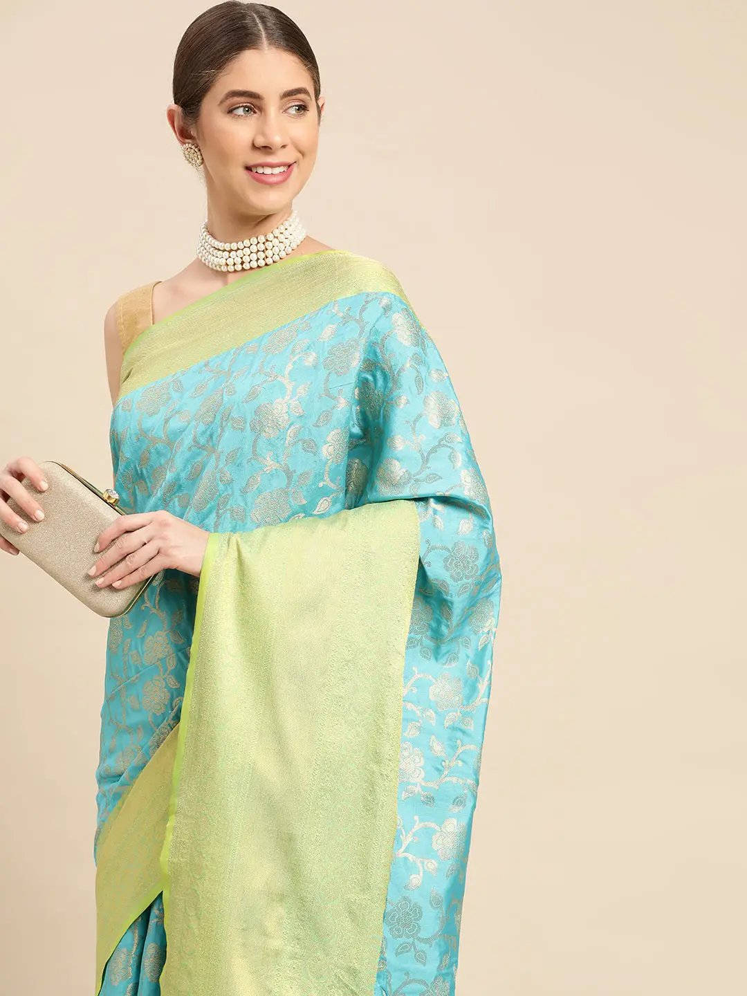 Banarasi Katan Silk Flower Design Saree