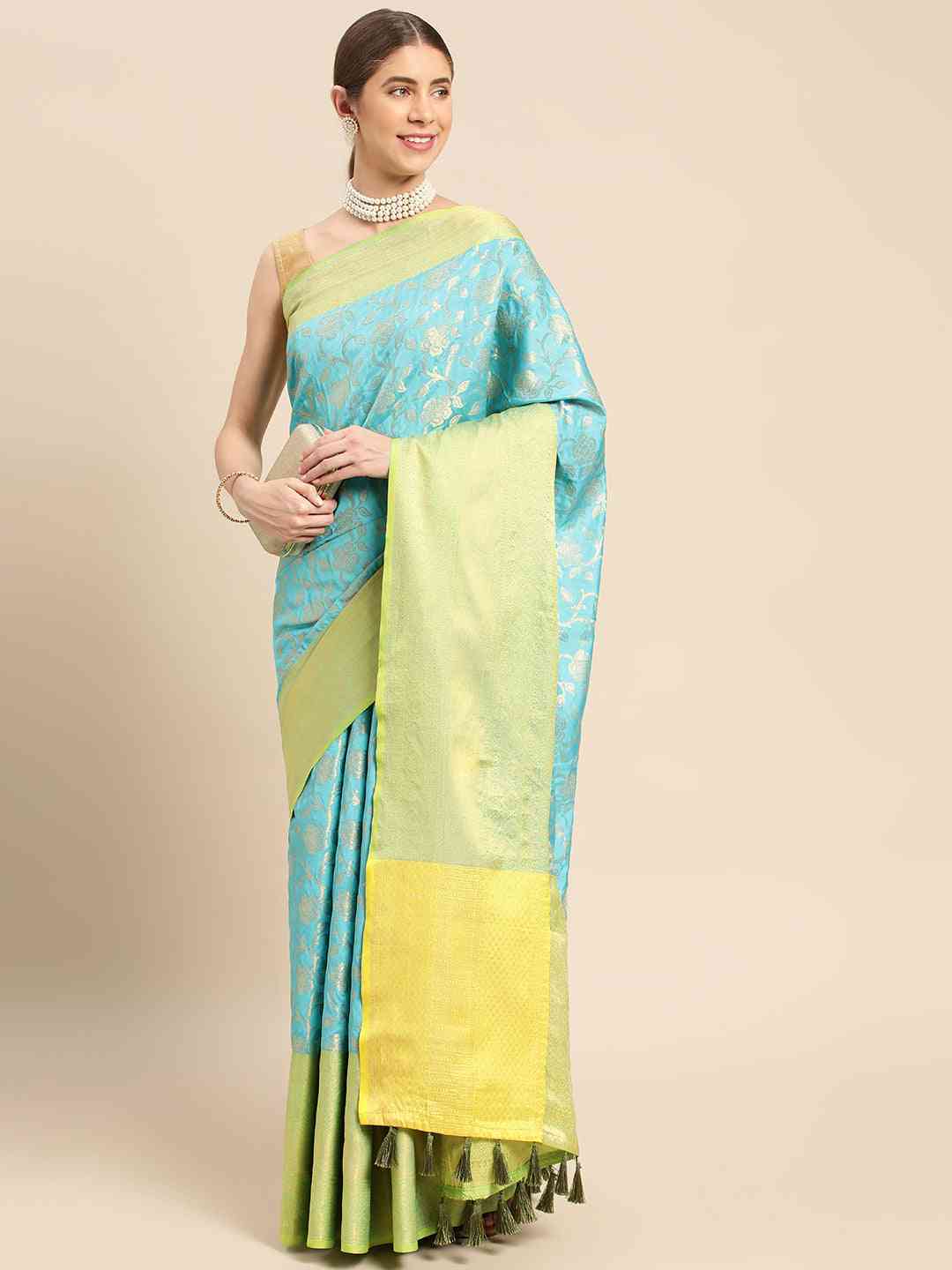 Banarasi Katan Silk Flower Design Saree
