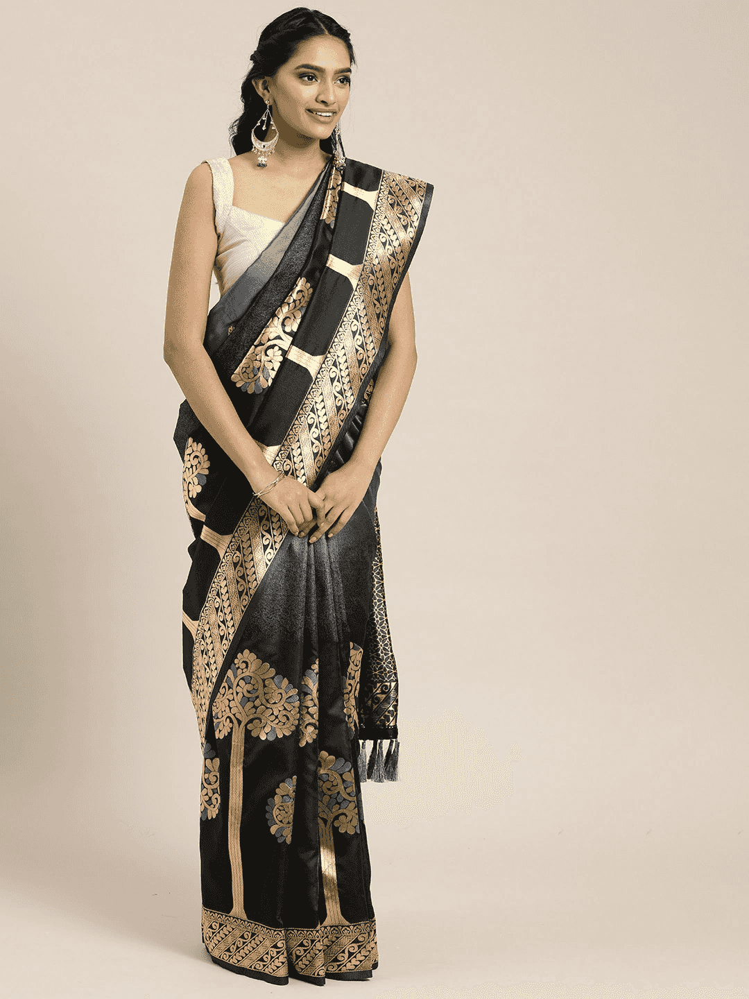 Banarasi Grey Colour Woven Design Silk Saree