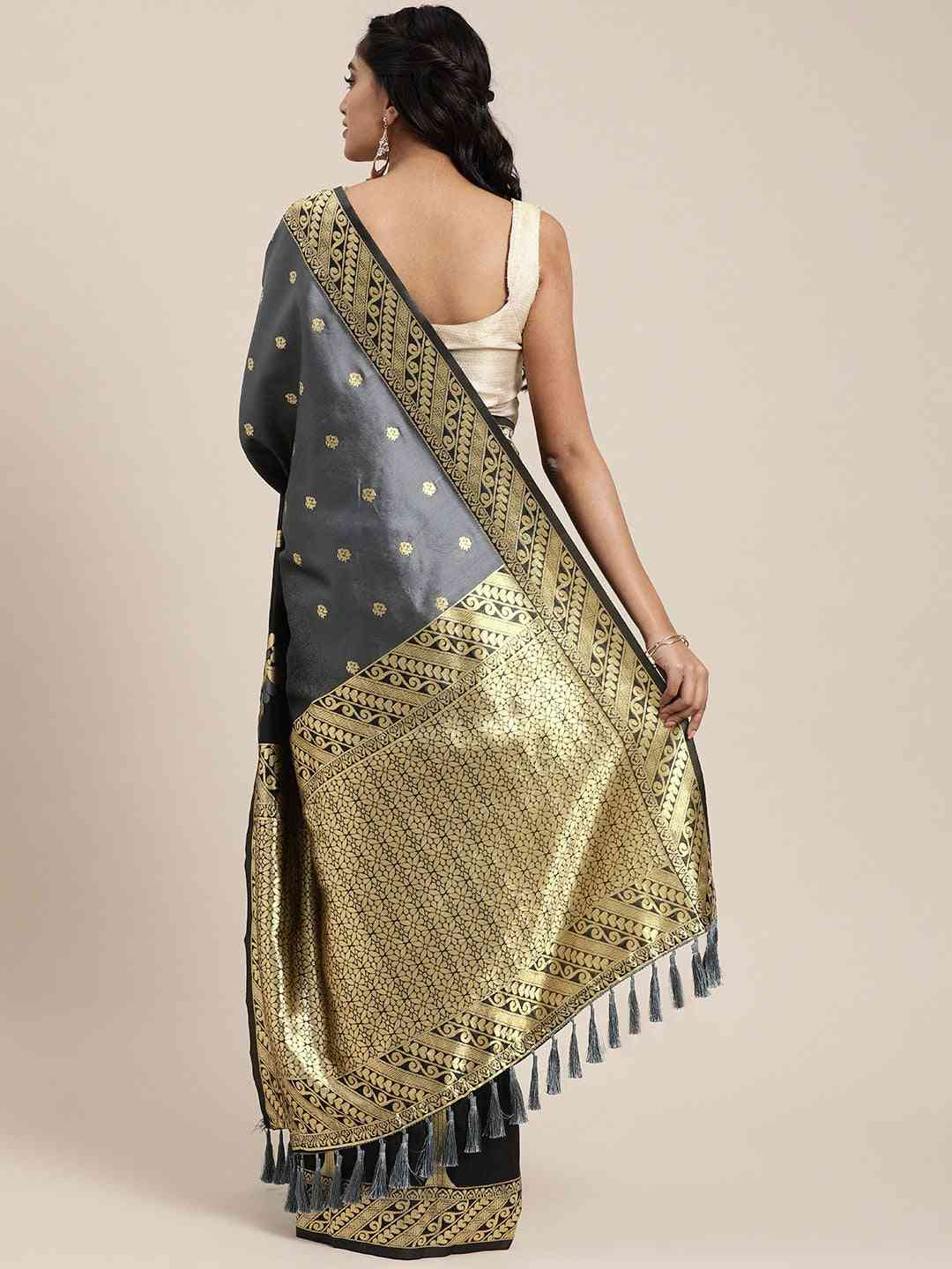 Banarasi Grey Colour Woven Design Silk Saree
