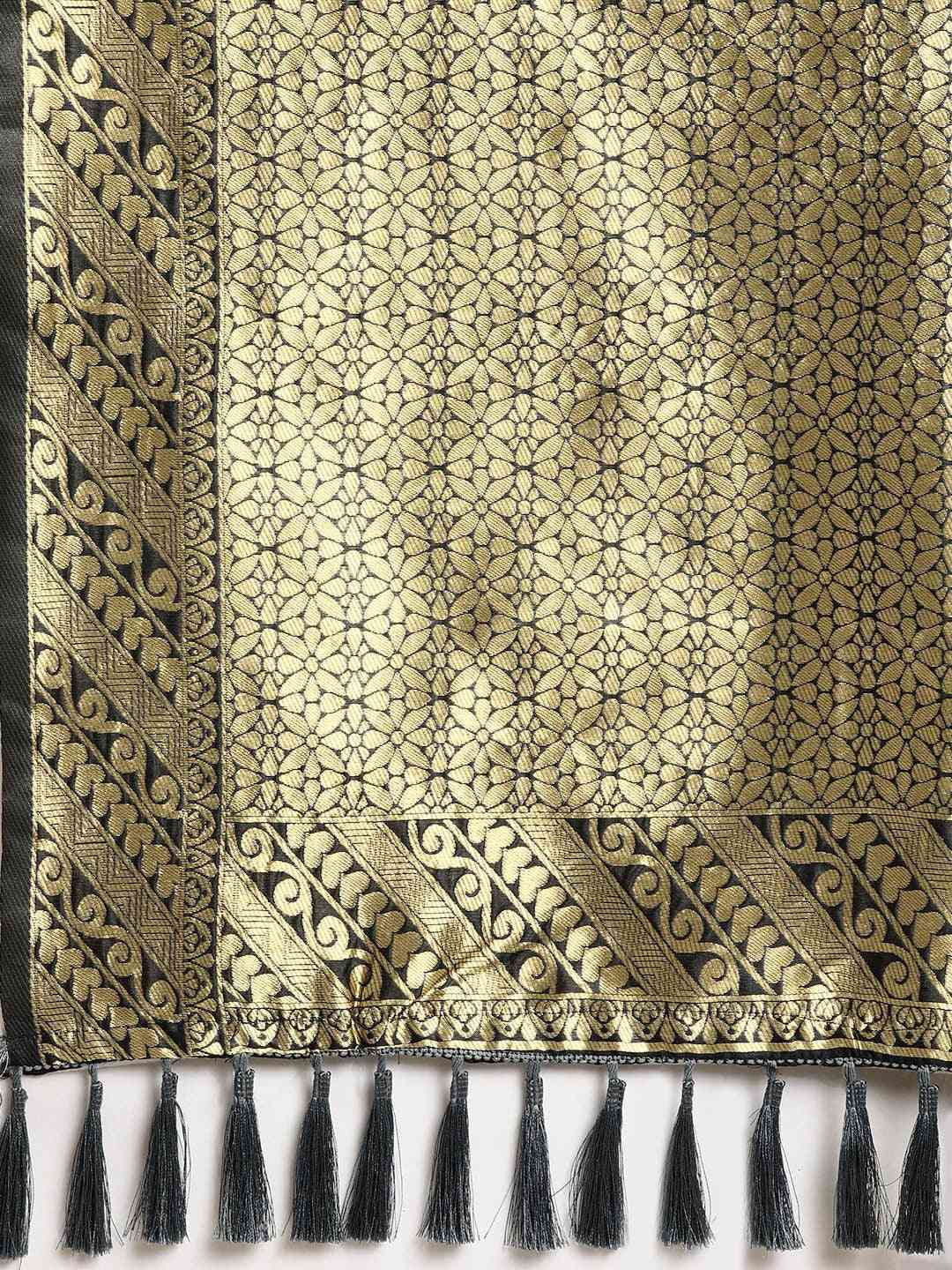 Banarasi Grey Colour Woven Design Silk Saree