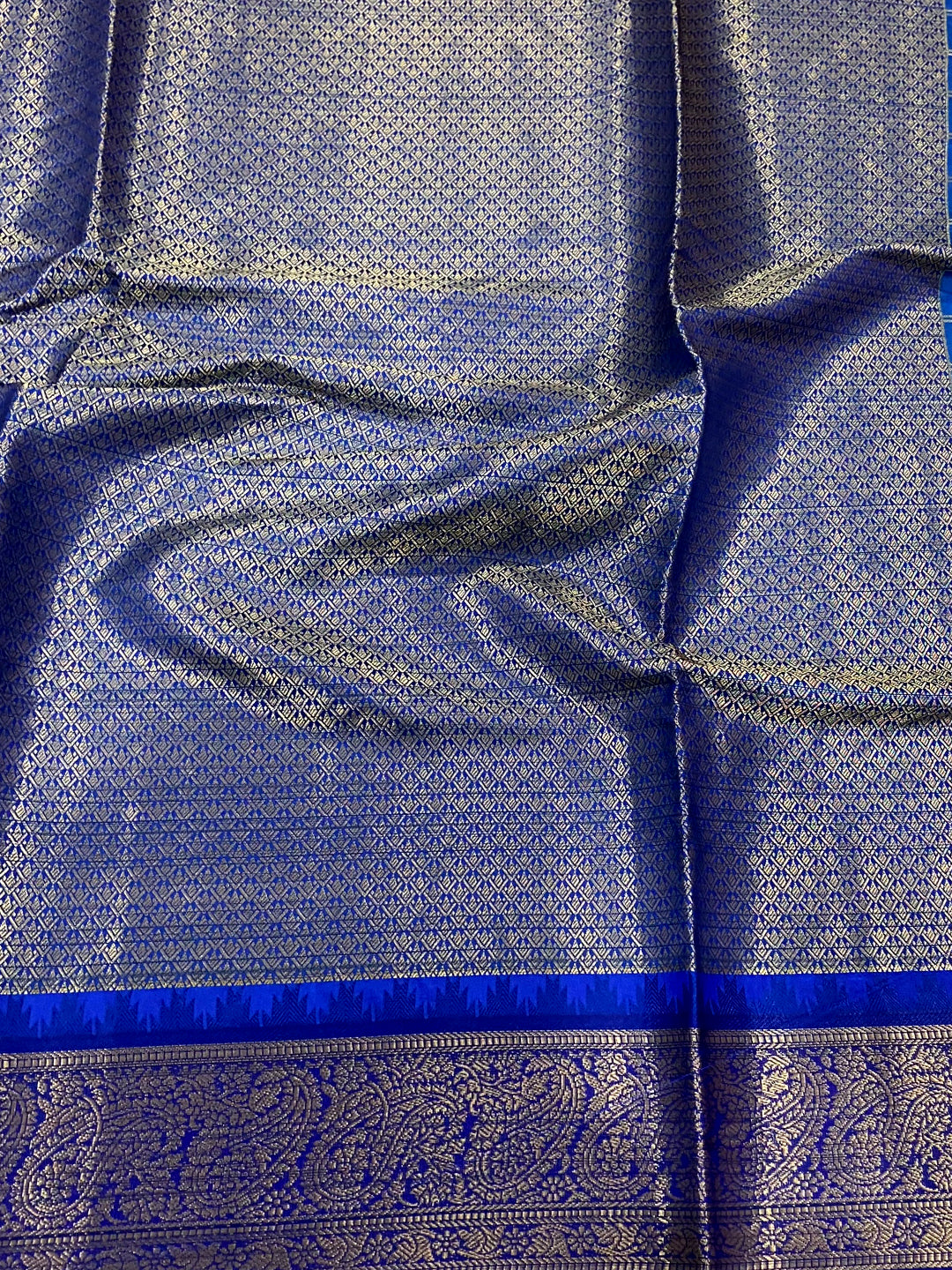 Blue Floral Bloom Kovai Rettapet Saree