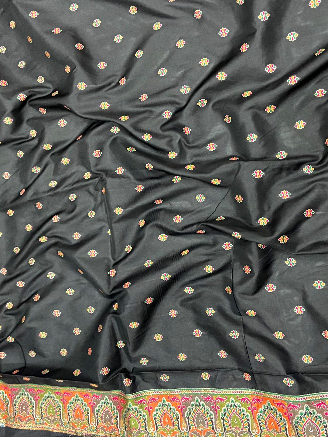 Black Ethnic Motif Silk Blend Saree