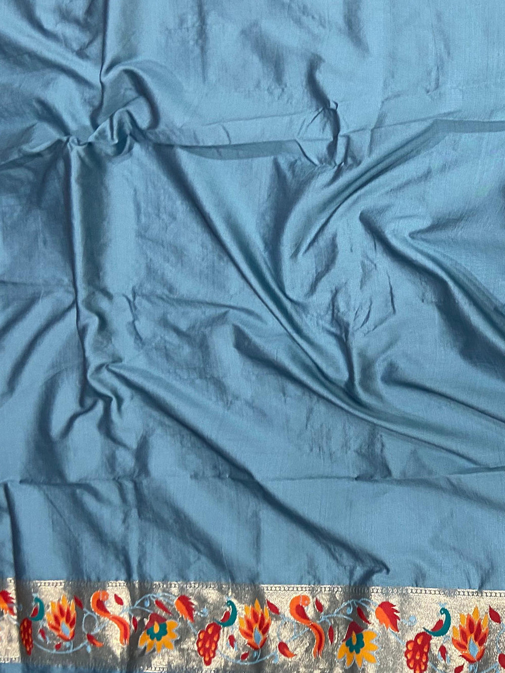 Blue Silk Blend Woven Zari Work Paithani Saree