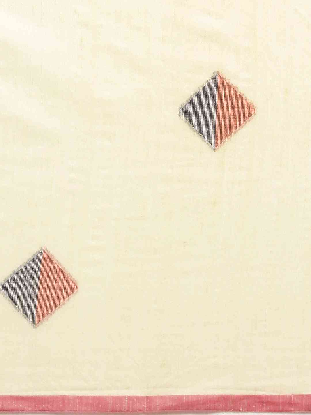 Banarasi Cream Colour Geometric Print Linen Saree