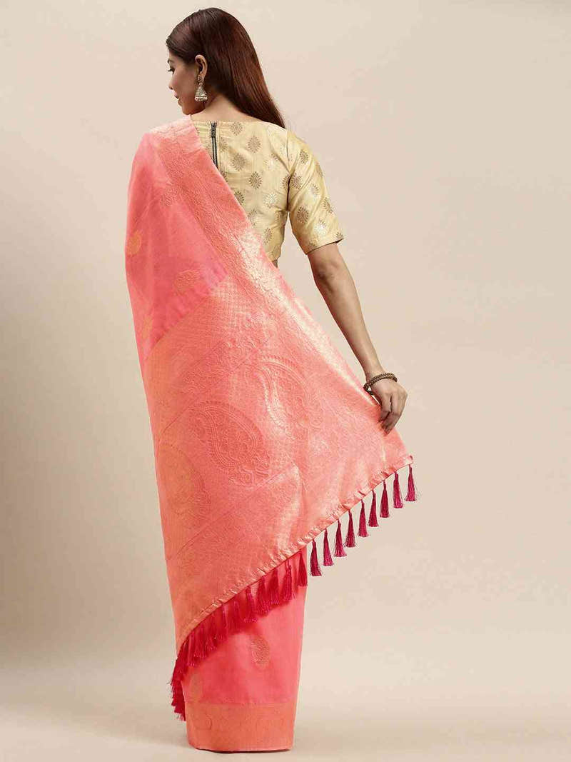 Bollywood Mauve Colour Woven Design Cotton Saree