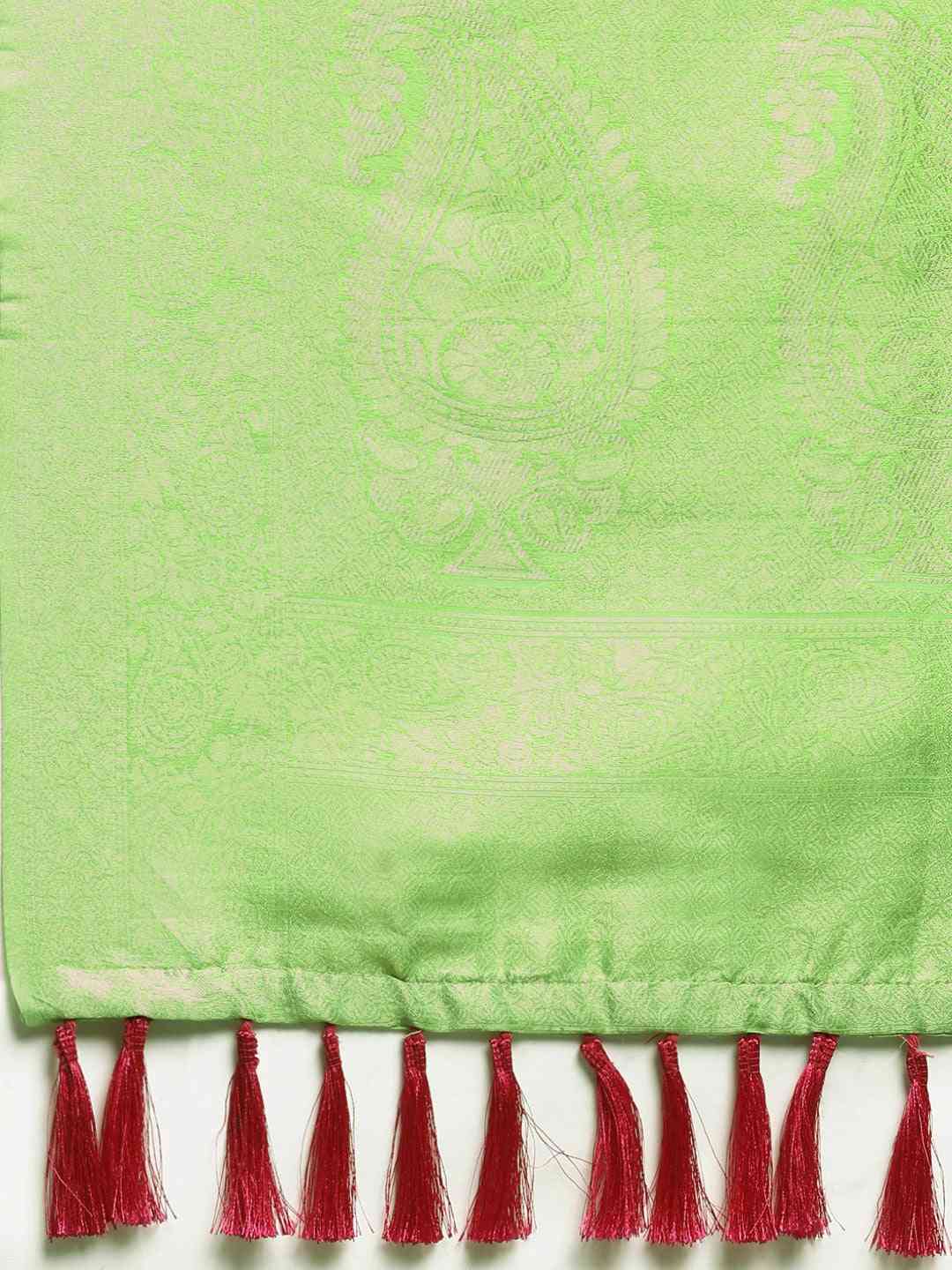 Bollywood Pista Colour Woven Design Cotton Saree