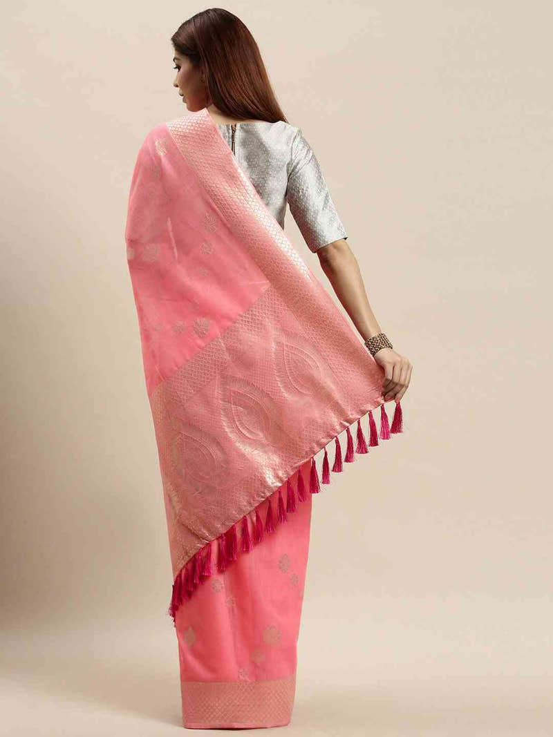Bollywood Mauve Colour Woven Design Cotton Saree