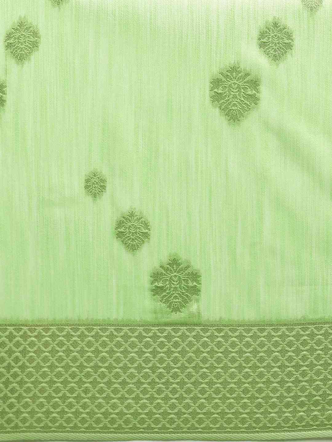 Stylish Bollywood Lime Colour Woven Design Cotton Saree