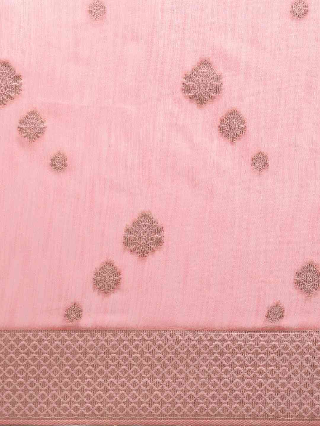 Bollywood Light Pink Colour Woven Design Cotton Saree