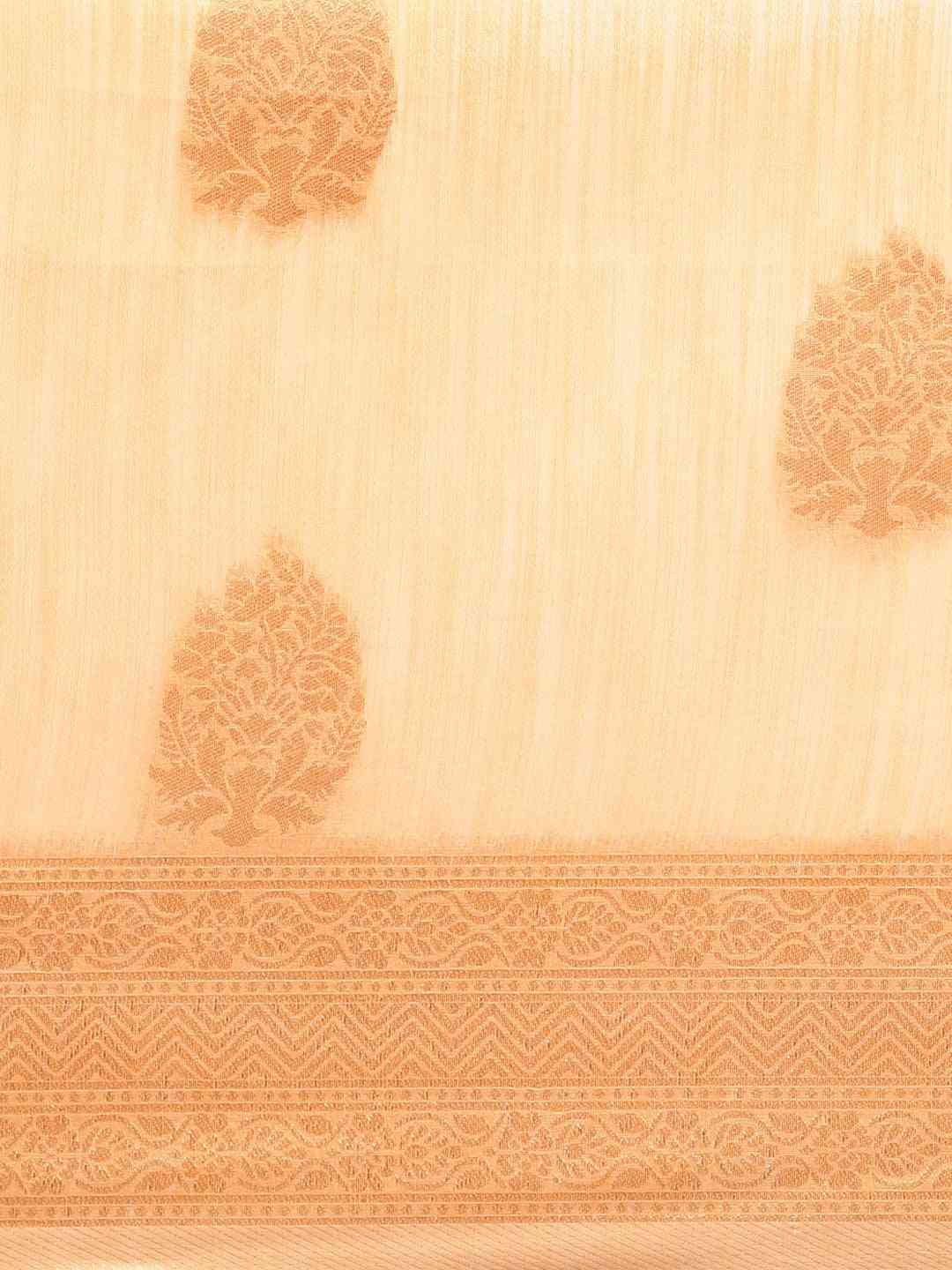 Stylish Bollywood Orange Colour Woven Design Cotton Saree