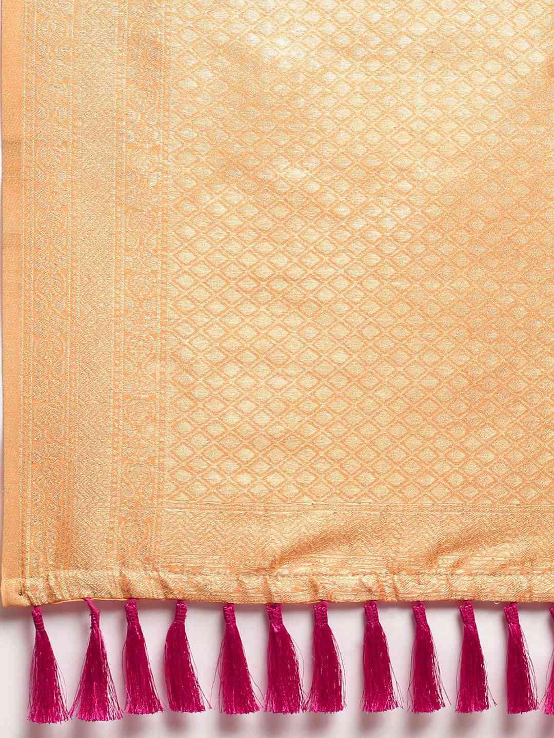 Stylish Bollywood Orange Colour Woven Design Cotton Saree
