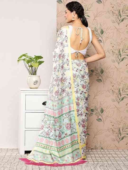 Buy Soft Satin Georgette Pristel Colour Party Wear Saree