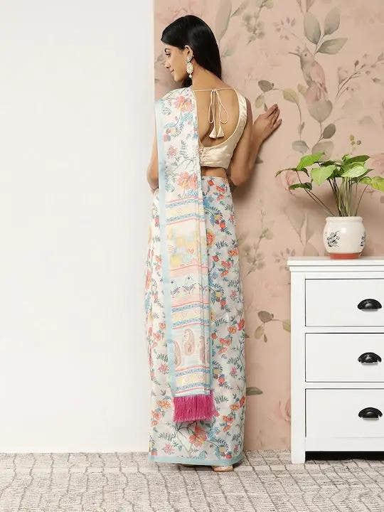 Soft Satin Georgette Pastel Colour Party Wear Saree