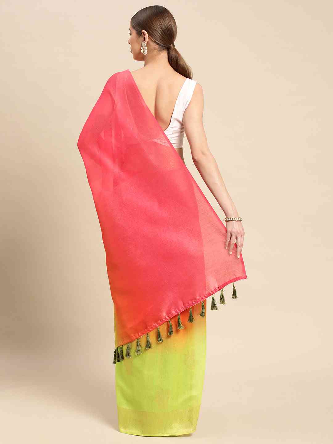 Slub Katan Silk Saree With Digital Print