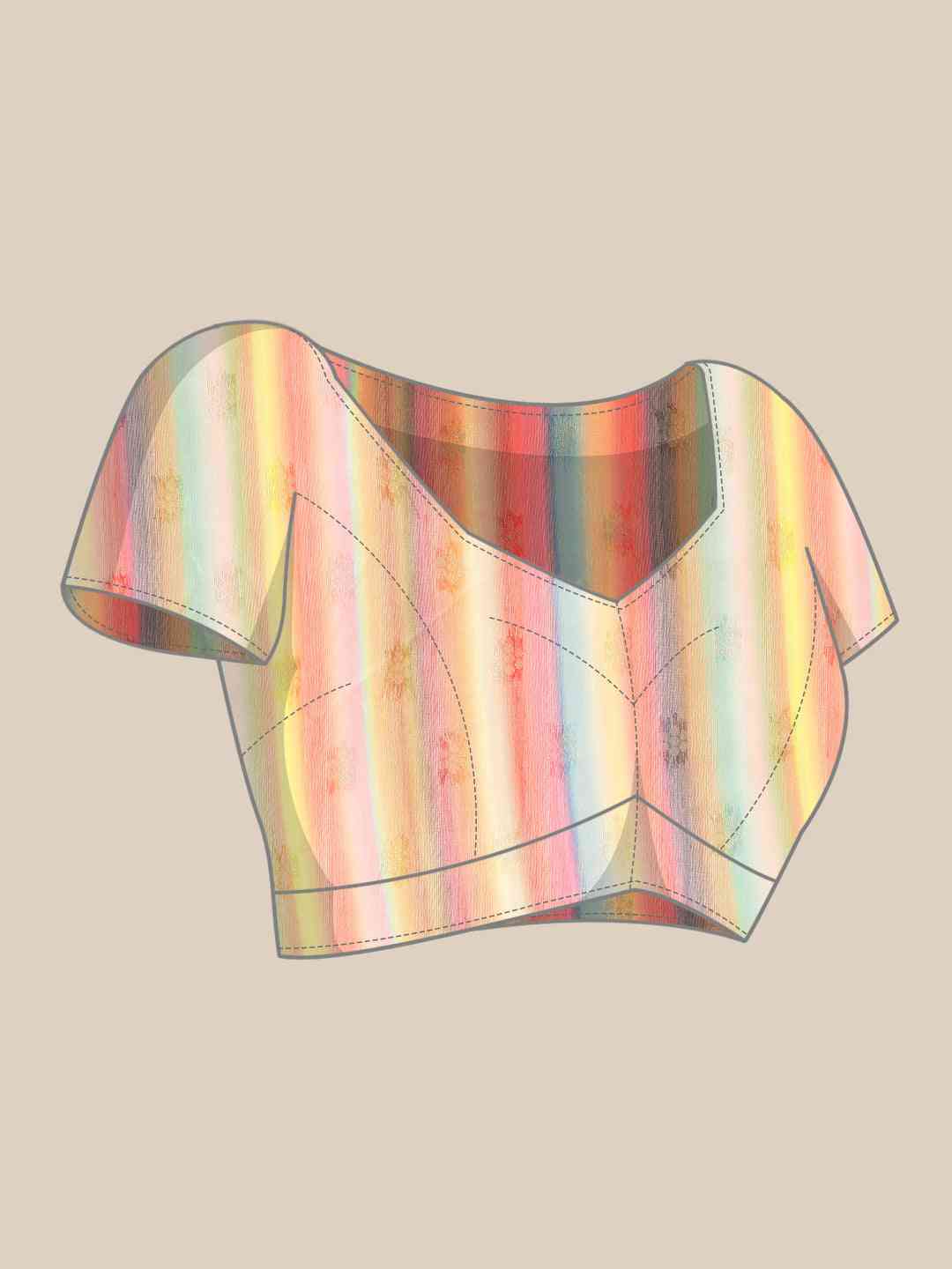 Slub Katan Silk Saree With Digital Print