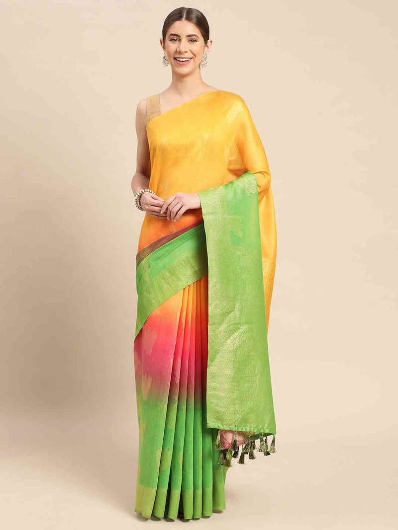 Beautiful Slub Katan Silk Digital Print Party Wear Saree