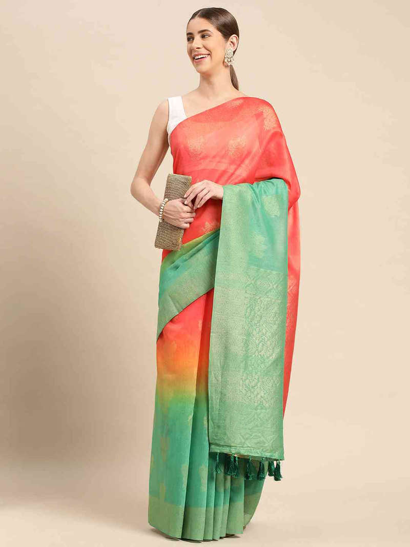 Beautiful Slub Katan Silk Digital Print Party Wear Saree