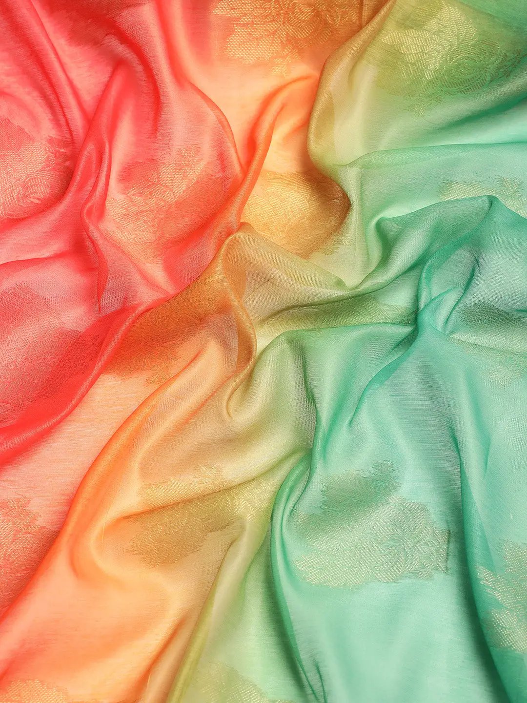 Slub Katan Silk Saree With Digital Print