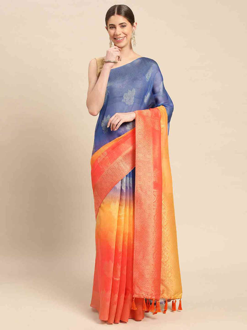 Beautiful Slub Katan Silk Digital Print Party Wear Saree