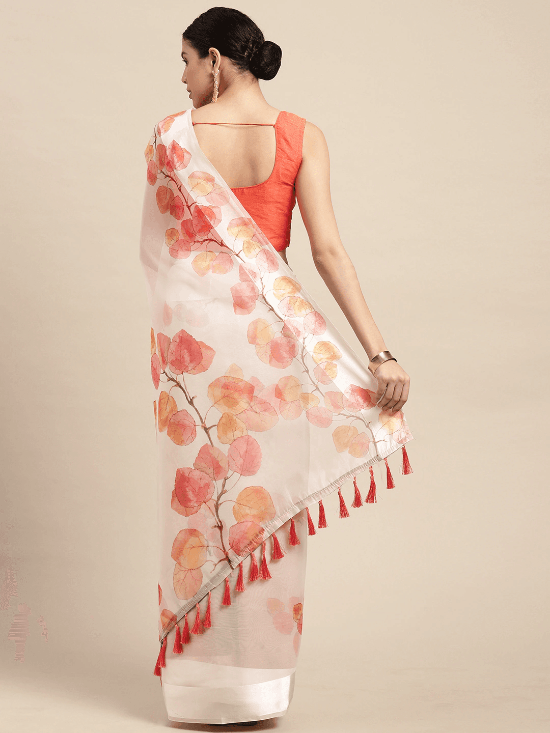 Organza With Satin Border Flower Print Party Wear Saree