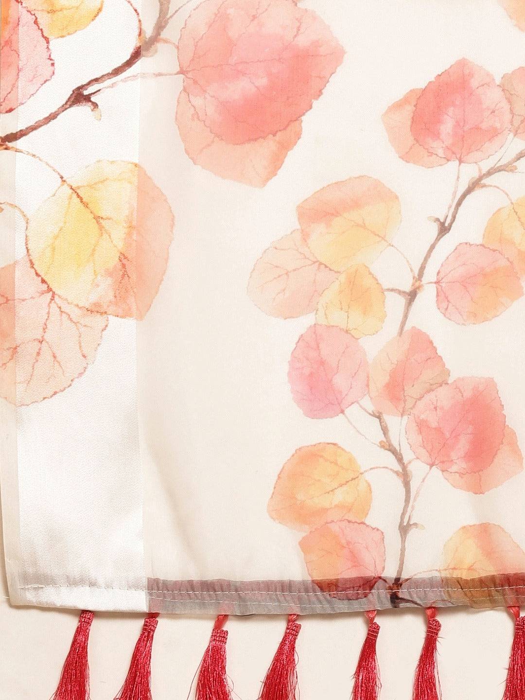 Organza With Satin Border Flower Print Party Wear Saree