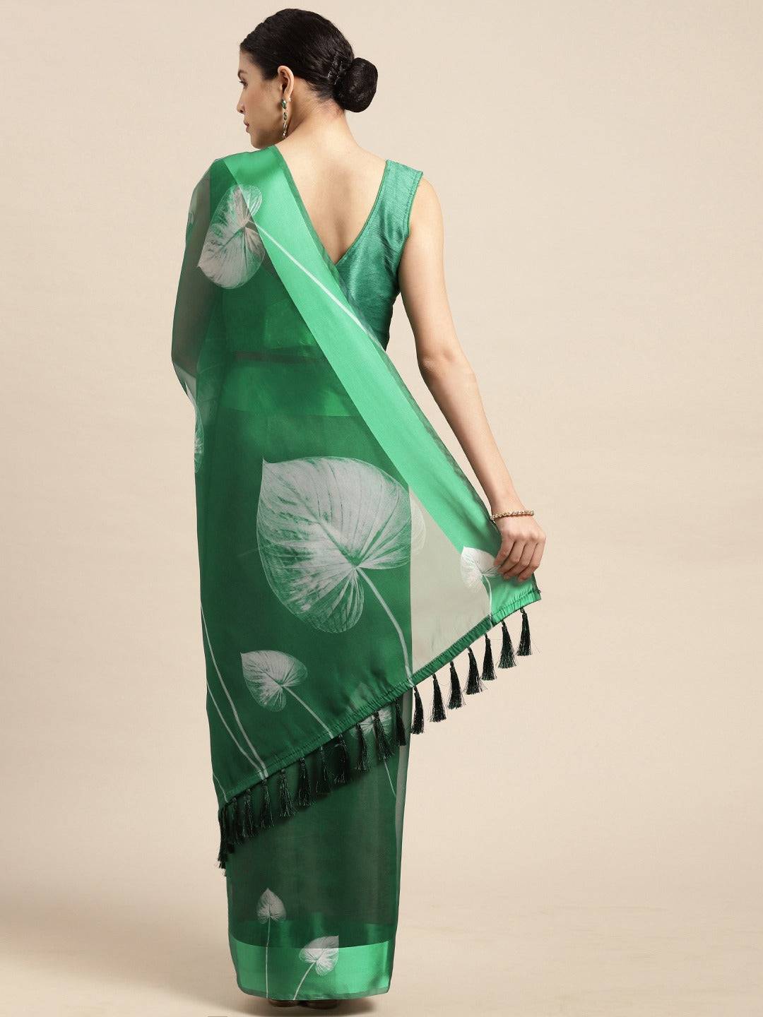 Organza With Satin Border Flower Print Party Wear Saree