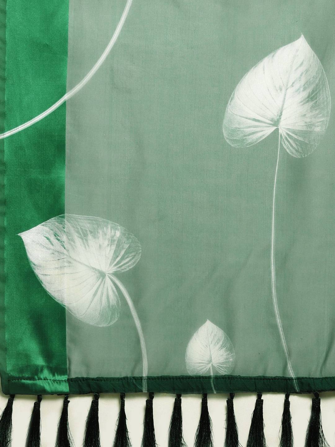 Organza With Satin Border Flower Print Party Wear Saree