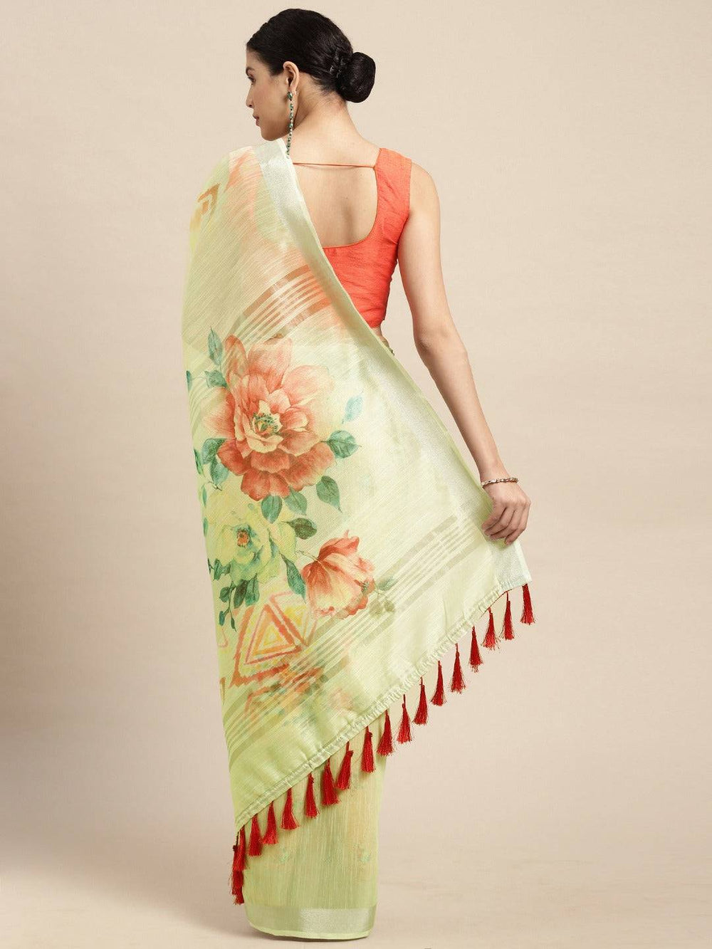 Organza With Satin Border Flower Print Party Wear Saree
