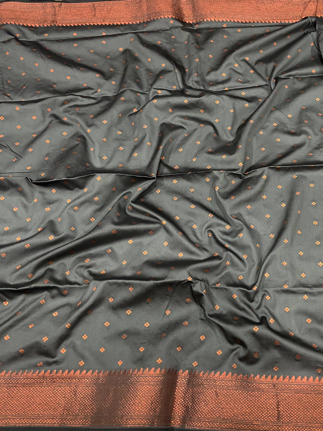 Dark Grey Copper Elegance Soft Silk Saree