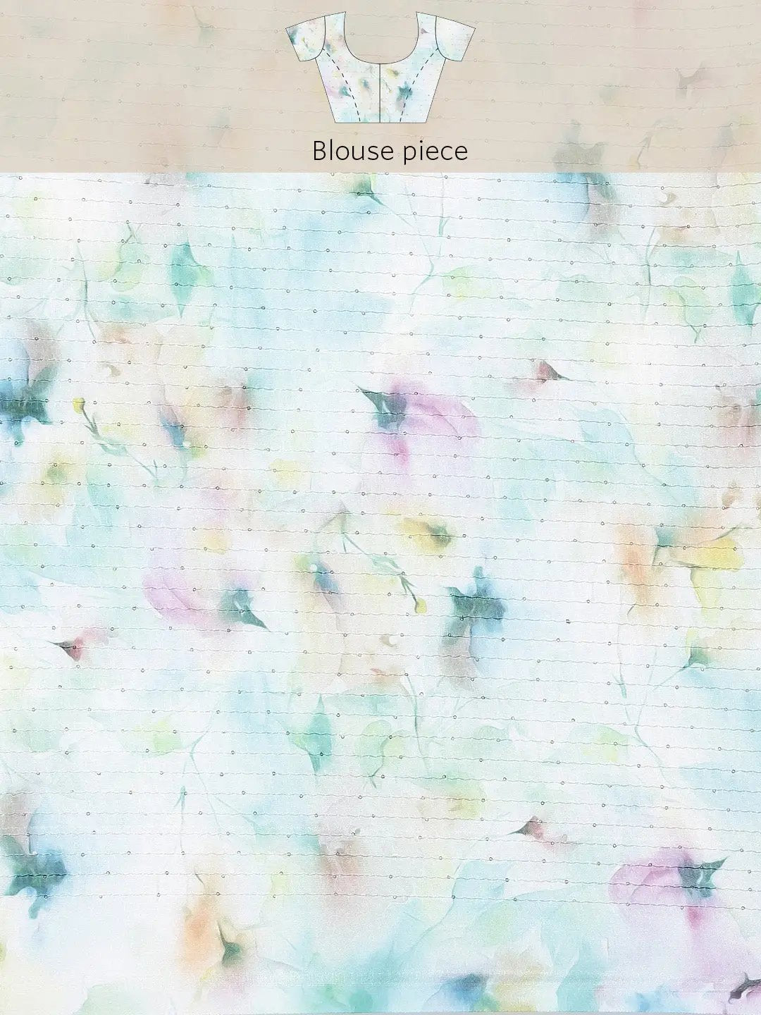 Beautiful Floral Print Silk Saree with Sequenced Work