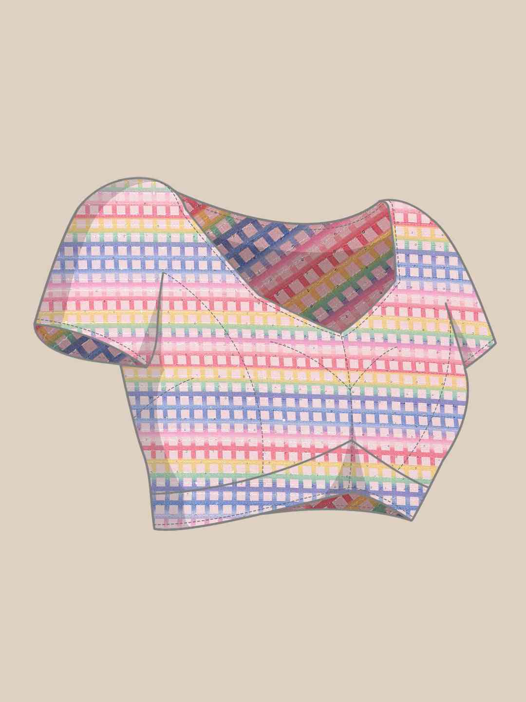 Beautiful Striped Print Silk Saree with Sequence Work