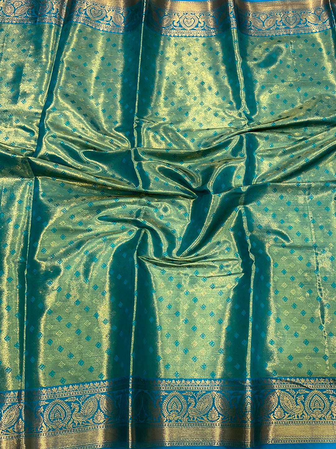 Serene Rama Floral Dharmavaram Silk Saree