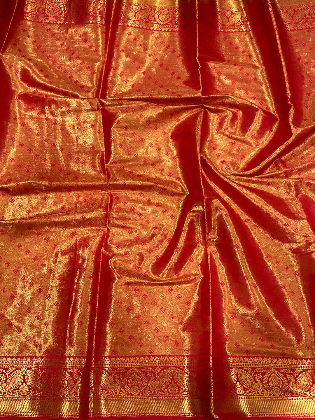 Radiant Red Floral Dharmavaram Silk Saree
