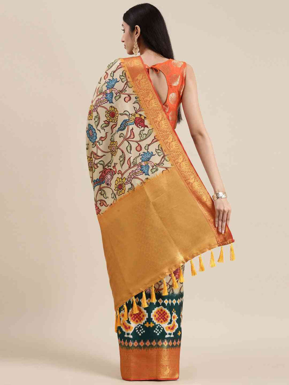 Kanjivaram Zari Silk Saree With Ethnic Motifs